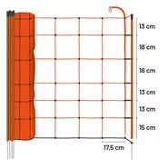 Rete elettrificabile per recinzione per Pecore VOSS.farming BASIC, 50 m, 90 cm, 1 punta, arancione