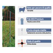 Rete per pecore AKO OviNet Premium 50m, recinto per pecore, 90cm, 14 pali rinforzati, 1 punta, arancione