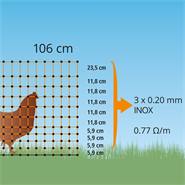 Rete per pollame VOSS.farming classic, recinto per polli, 25m, 106cm, 9 pali, 2 punte, arancione