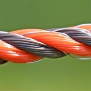 Corda per recinto elettrico VOSS.farming, 400 m, 3x0,3 rame + 3x0,3 acciaio inossidabile, arancione/marrone