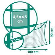 Rete porta fieno rettangolare VOSS.farming, borsa porta fieno 100 x 90 cm, dimensione maglia 4,5x4,5 cm