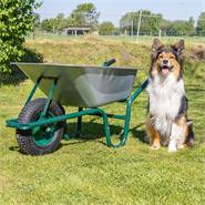 Carriola VOSS.farming - 90 litri, capacità di carico 220 kg, vasca zincata, pneumatici con cerchio in metallo