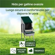 Nido per galline ovaiole con trespolo e supporto