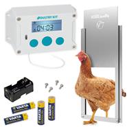 Set: Apriporta automatico Poultry Kit VOSS.farming per pollaio + porta scorrevole 220 x 330 mm