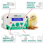 Set: Apriporta automatico "ChickenFriend" VOSS.farming per pollaio + porta 430x400mm + pannello solare