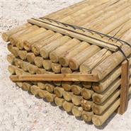 55 pz. Pali tondi in legno VOSS.farming per recinzioni, staccionate, impregnati sotto pressione in classe 4, 200 cm x 100 mm