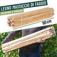 Paletto in legno di faggio da 90cm VOSS.garden, palo da recinto e per piante, 2,7 x 2,7cm, 25 pz.