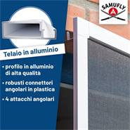 Zanzariera SAMUFLY per finestre, con telaio in alluminio, 80x100cm, bianca