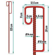 10x Bastone per lanterna VOSS.farming 125cm x 14mm, staffa UVV, rosso