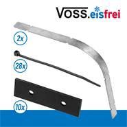 Set per l‘installazione dei cavi riscaldanti VOSS.eisfrei: protezione antipiega in acciaio inossidabile + supporto + connettori