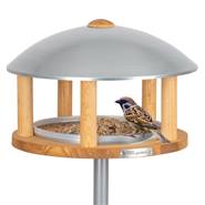Mangiatoia a casetta per uccellini  "Kolding" -in legno con tettuccio in metallo zincato, piedistallo incluso