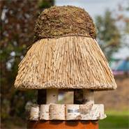 Casetta per uccelli "Amrum" con tetto in paglia, tonda, Ø 50 cm