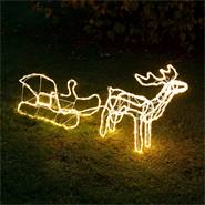 Renna con slitta LED VOSS.garden, 120cm, illuminazione natalizia per esterni