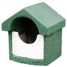 Cassetta nido in legno e cemento, semi-cavità per uccelli, verde