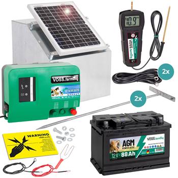 Set Completo: Elettrificatore GreenEnergy da 12 V + modulo solare da 12 W + Scatola metallica + Batteria AGM