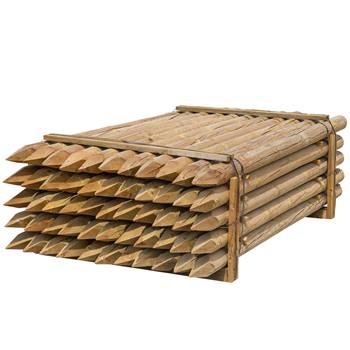 55 pz. Pali tondi in legno VOSS.farming per recinzioni, staccionate, impregnati sotto pressione in classe 4, 250 cm x 100 mm