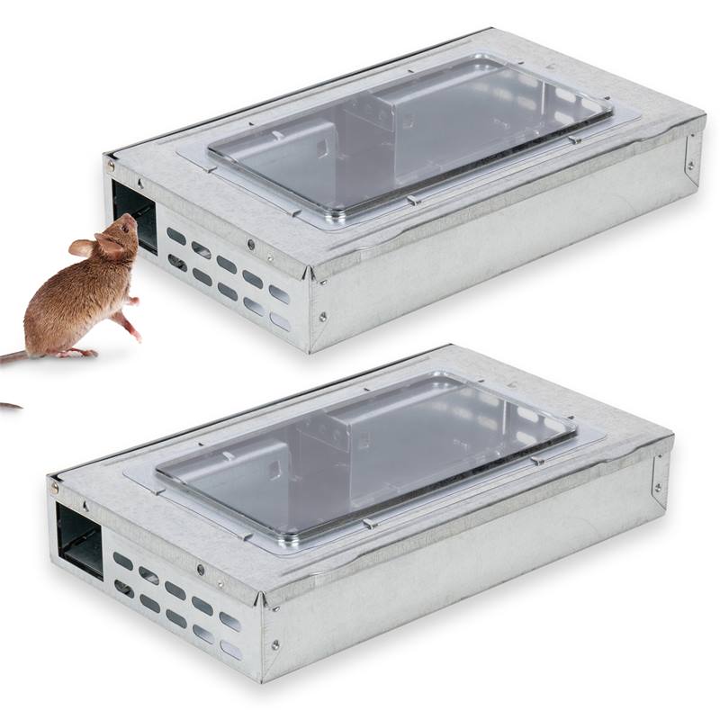 Confezione da 2 trappole per topi umani (15,3 x 6 x 7,2 cm) trappole per  topi in metallo con gabbia per topi vivi