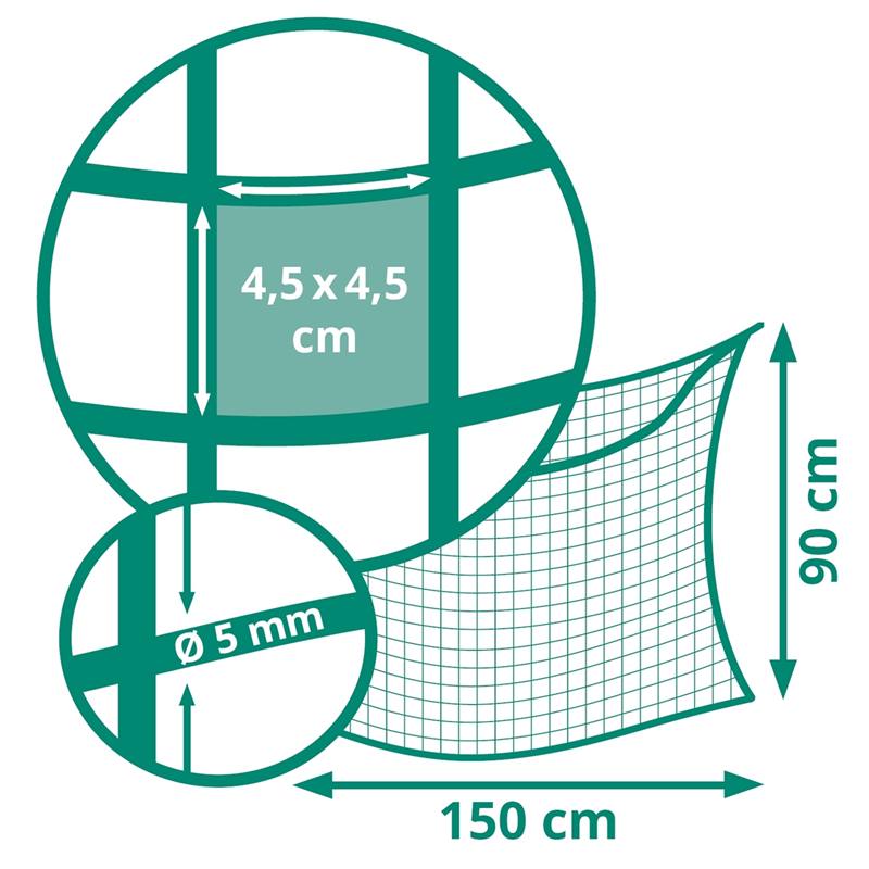 Rete portafieno rettangolare VOSS.farming, borsa per fieno 90 x 60 cm,  dimensione maglia 3 x 3 cm, nera