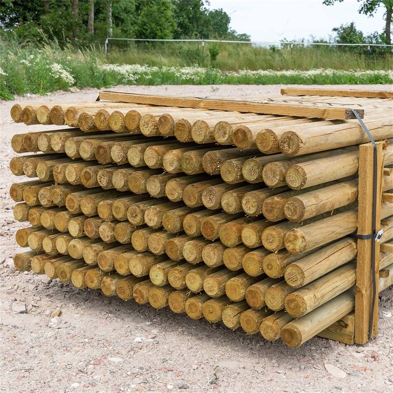 119 pz. Pali tondi in legno VOSS.farming per recinzioni, staccionate,  impregnati sotto pressione in classe 4, 200 cm x 60 mm