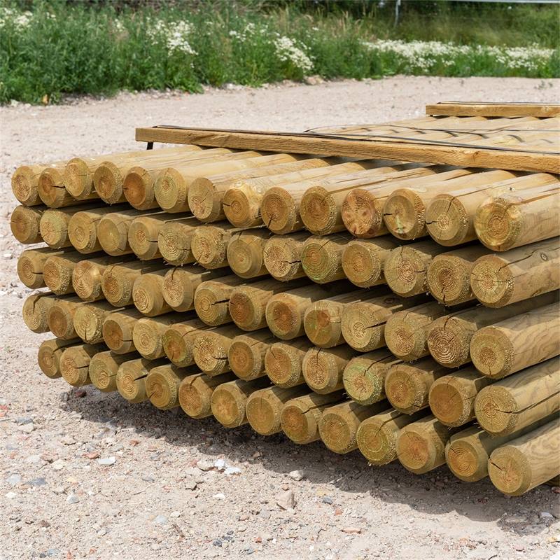 70 pz. Pali tondi in legno VOSS.farming per recinzioni, staccionate,  impregnati sotto pressione in classe 4, 175 cm x 80 mm