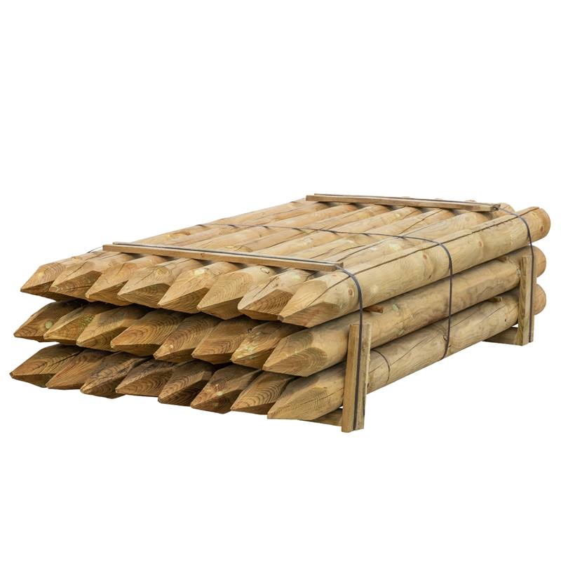 24 pz. Pali tondi in legno VOSS.farming per recinzioni, staccionate,  impregnati sotto pressione in classe 4, 200 cm x 140 mm